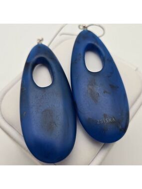 Zsiska Blue Resin Sterling Silver 925 Dangle Earrings
